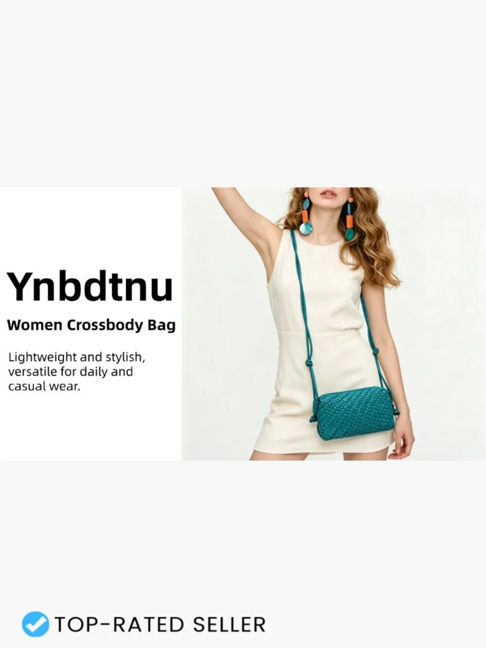 Vegan Leather Woven Crossbody Bag, Satchel Purse with Adjustable Strap,